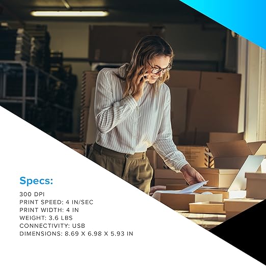 Zebra ZD421 Direct Thermal Desktop Printer 300 dpi Print Width 4-inch Wired USB Connectivity for Model Number ZD4A043-D01M00EZ, No Thermal Ribbon Required - Image 6