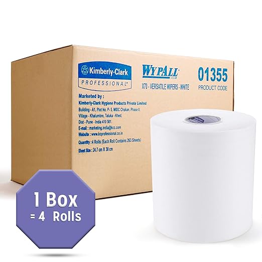 Wypall X70 Versatile Extended Use Wiper Roll(1355), White, 4 Roll Pack, 100m per roll from Kimberly Clark Professional - Image 2