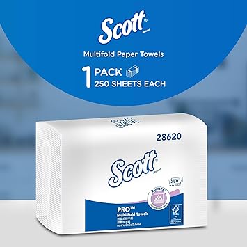 Scott Multi-Fold Paper Towel 28620-1 Pack x 250 Sheets (White Colour - Sheet Size 24 cm X 19.6 cm) - Image 2