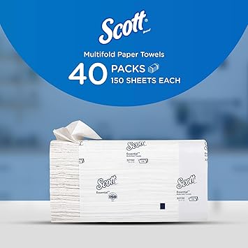Scott 32152 Kimberly-Clark Scott Essential Multi Fold Hand Towel - M Fold Towel - 40 Packs X 150 Sheets - White Folded Towel Sheets 21 Cm X 20 Cm - Image 2