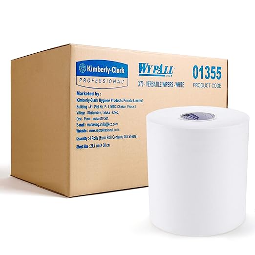 Wypall X70 Versatile Extended Use Wiper Roll(1355), White, 4 Roll Pack, 100m per roll from Kimberly Clark Professional