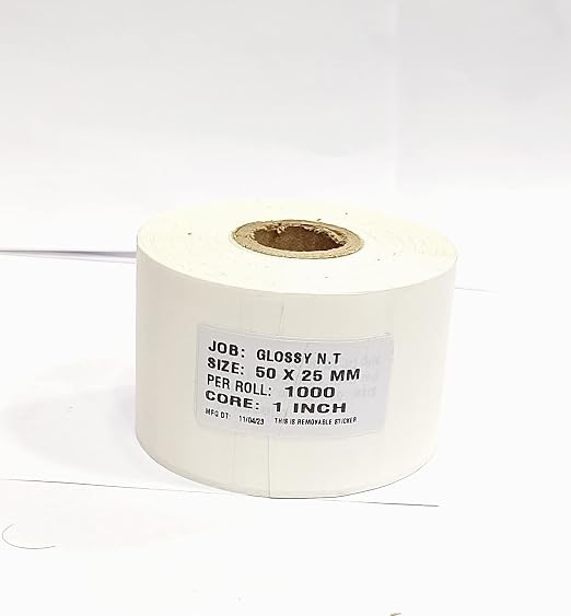 HQMS 2" X1" Non TEARABLE (Polyester Glossy) Thermal Transfer roll Labels with Adhesive. Perforations Between Each Label. Suggested Ribbon: Resin (1000 Labels per roll) - Image 2