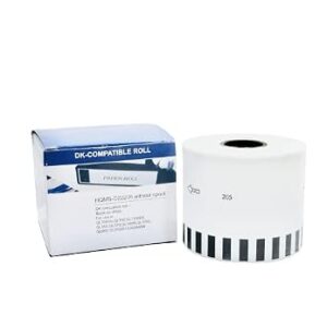 HQMS COMPATIBLE FOR DK-22205 CONTINUOUS PAPER LABEL ROLL BLACK ON WHITE WITHOUT SPOOL/STAND