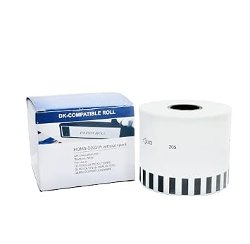 HQMS COMPATIBLE FOR DK-22205 CONTINUOUS PAPER LABEL ROLL BLACK ON WHITE WITHOUT SPOOL/STAND