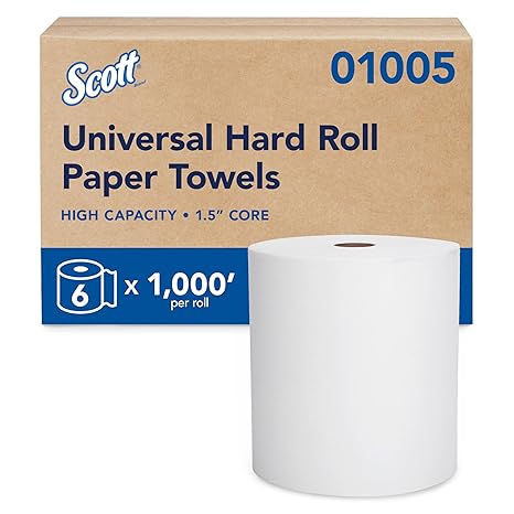 Scott® Essential Hard Roll Paper Towels (HRT), 6 Rolls, 305m/Roll (Total 1,830 meters) (01005C)