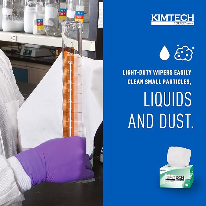 Kimberly-Clark 34155 Kimtech Science Kimwipes Delicate Task Disposable Wiper, 8-25/64" Length x 4-25/64" Width, White (Case of 60 boxes) - Image 5