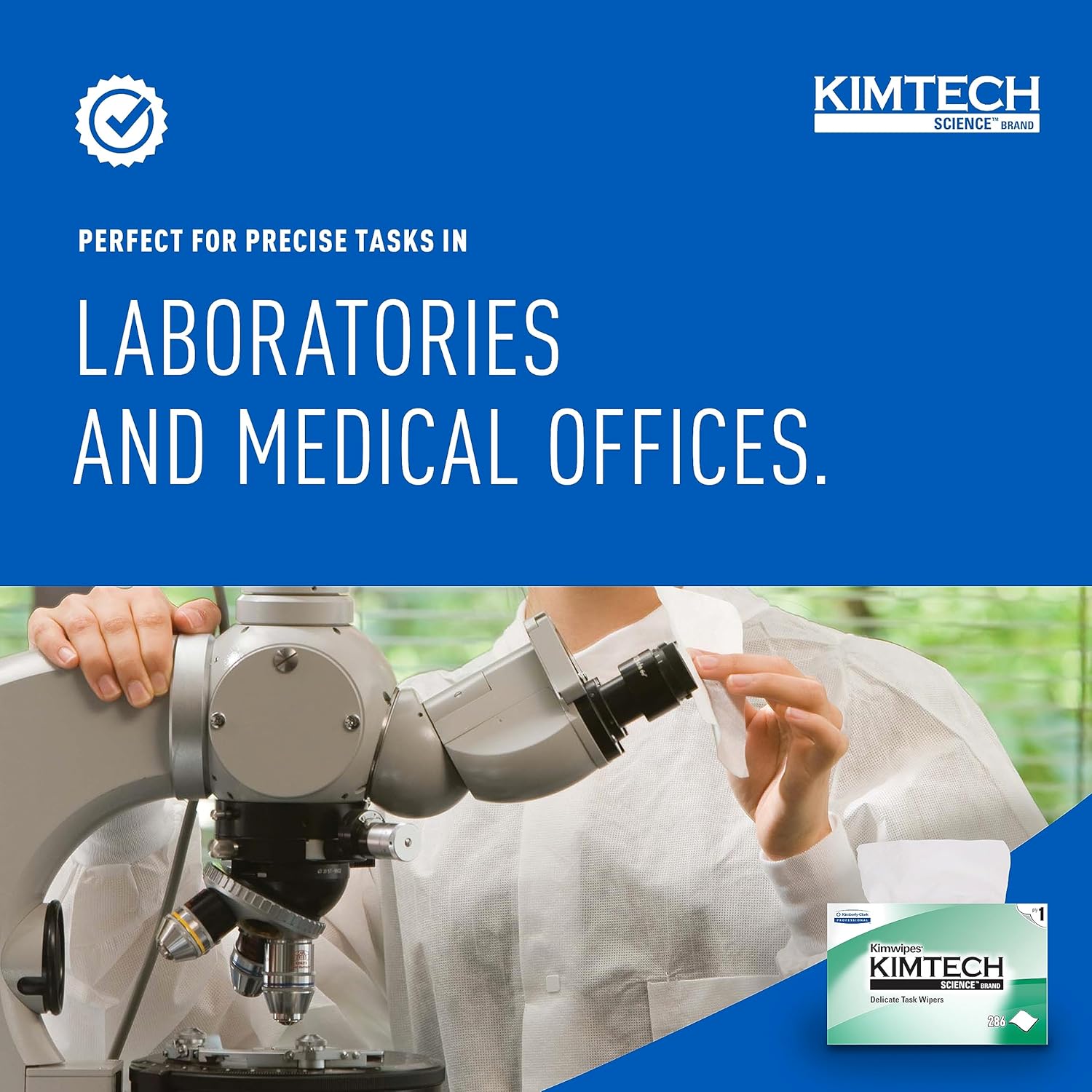 Kimberly-Clark 34155 Kimtech Science Kimwipes Delicate Task Disposable Wiper, 8-25/64" Length x 4-25/64" Width, White (Case of 60 boxes) - Image 6